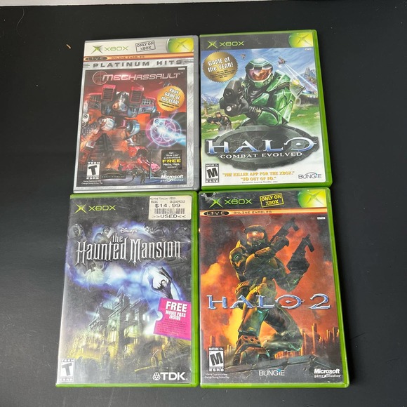 Xbox Mechassault halo one and two haunted mansion game bundle